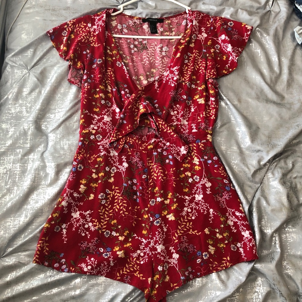 red floral romper